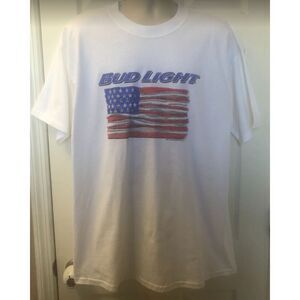 Vintage 2001 Anheuser Busch Bud Light Men's Unisex White Graphic Tee XL Gildan